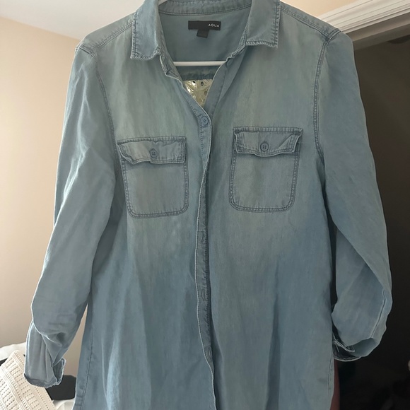 Aqua Denim Button Down - Picture 1 of 3